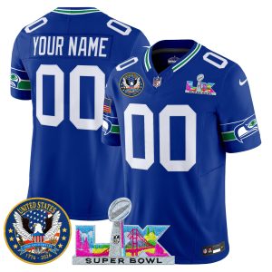Seattle Seahawks “Super Bowl LX & United States 250th Patch” Vapor Limited Custom Jersey – All Stitched