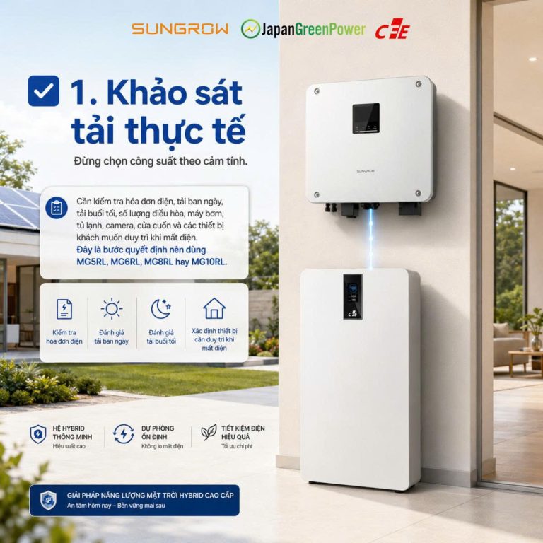 Checklist lắp hệ hybrid 1 pha với CFE-LUXAR 16 và Sungrow